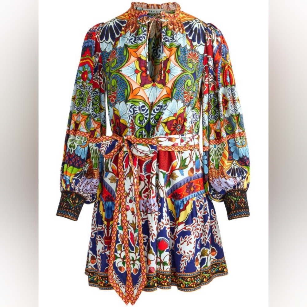 Alice + Olivia Multicolor Floral Print Dress NWT Sz 2